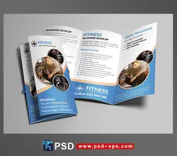 طرح آماده لایه باز بروشور سه لت ویژه باشگاه های بدنسازی فیتنس کاهش وزن مسابقات بدنسازی