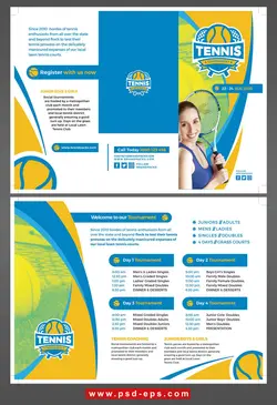 طرح آماده لایه باز بروشور سه لت ویژه شرکت های تجاری بازرگانی باشگاه های تنیس باشگاه ورزشی