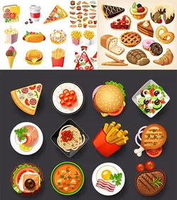 پکیج 25 عددی طرح و تصویر فست فود و غذای آماده