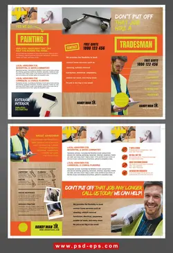 طرح آماده لایه باز بروشور سه لت ویژه شرکت های تجاری بازرگانی ابزار فروشی ساخت مبلمان ایمنی در کار آچار فروشی