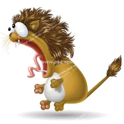 عکس با کیفیت فانتزی و نقاشی شیر نر در حال تعجب و با دهان باز