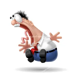 عکس با کیفیت فانتزی و نقاشی کاراکتر مرد انیمیشنی با دهان باز و در حال تعجب