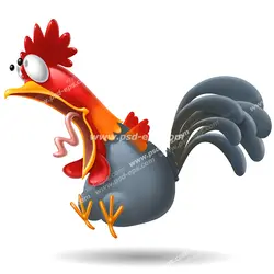 عکس با کیفیت فانتزی و نقاشی خروس انیمیشنی با دهان باز و در حال تعجب