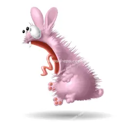 عکس با کیفیت فانتزی و نقاشی موش صورتی کوچولوی انیمیشنی با دهان باز و در حال تعجب