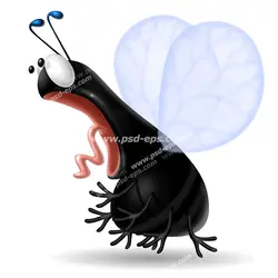 عکس با کیفیت فانتزی و نقاشی مگس سیاه رنگ انیمیشنی در حال تعجب