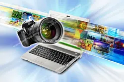 عکس با کیفیت نمادین طراحی و تدوین با دوربین عکاسی و لب تاب بر روی زمینه ای از عکس های مختلف