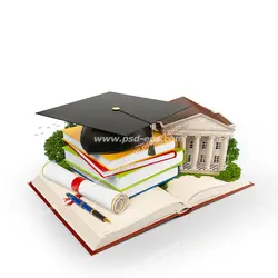 عکس با کیفیت دفاتر و کتاب های درسی با کلاه فارغ التحصیلی و ماکت دانشگاه هاروارد