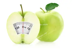 عکس با کیفیت فانتزی از سیبی با طراحی ترازو تصویری نمادین از تناسب اندام با رژیم غذایی