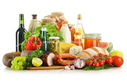 عکس با کیفیت مواد غذایی مختلف از جمله نان ، میوه ، سبزی جات ، نوشیدنی ها و سیفی جات