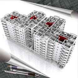 عکس با کیفیت ماکت ساختمان نیمه آماده یا پروژه نیمه اتمام به همراه نقشه های طراحی و معماری آن به همراه پرگار نقشه کشی