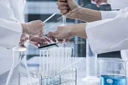 عکس با کیفیت متخصصین علوم آزمایشگاهی در حال بررسی و انجام آزمایش و کار در آزمایشگاه