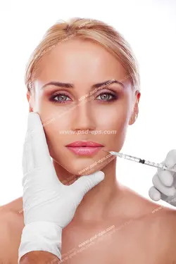 عکس با کیفیت تزریق ژل و بوتاکس جهت رفع و از بین بردن خط لبخند توسط متخصص برای بانوان