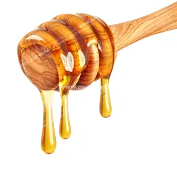 عکس با کیفیت یک قاشق چوبی آغشته به عسل