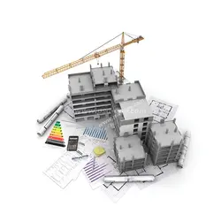 عکس با کیفیت ماکت های سه بعدی ساختمان و آپارتمان های مسکونی ساخته شده تا مرحله بتن ریزی با تاورکرین و نقشه های ساختمانی