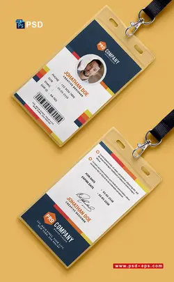 آی دی کارت یا کارت شناسایی لایه باز با رنگ سفید و سرمه ای یا کارت آویز سینه و کارت همایش ، سمینار و جشنواره با تصویر پرسنلی