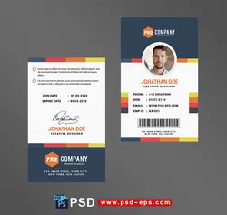 آی دی کارت یا کارت شناسایی لایه باز با رنگ سفید و سرمه ای یا کارت آویز سینه و کارت همایش ، سمینار و جشنواره با تصویر پرسنلی