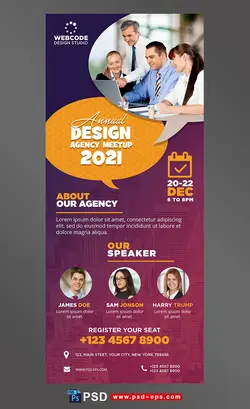 استند یا رول آپ بنر لایه باز تبلیغاتی شرکت های اداری ، تجاری و خدماتی با خدمات آنلاین یا تلفنی