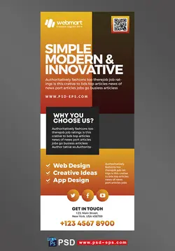 دانلود استند یا رول آپ بنر لایه باز تبلیغاتی زرد رنگ شرکت های ایده پردازی ، برنامه نویسی و طراحی سایت خلاقانه و مدرن با طراحی شیک و ساده