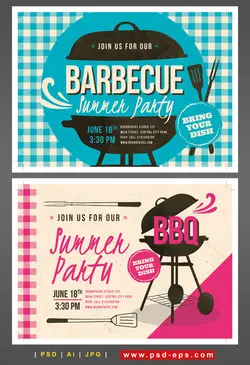 تراکت لایه باز تبلیغاتی کباب پز یا وسایل پخت و پز در تفرجگاه ها و پارک ها و منازل با دو زمینه و دو رویه صورتی و آبی