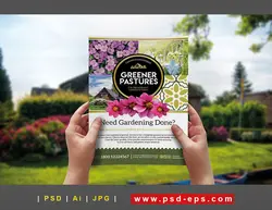 تراکت لایه باز تبلیغاتی برای باغبانی ، کاشت گل و گیاه و گلخانه ، سازمان پارک های شهرداری یا دانلود پوستر لایه باز گلخانه و باغ گل و مهندسین باغبانی و کشاورزی