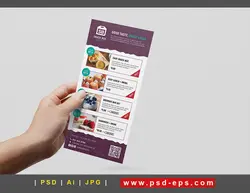 بروشور یک لت با دو مدل لایه باز تبلیغاتی کافی شاپ یا شیرینی فروشی و قنادی با منوی خوراکی ها