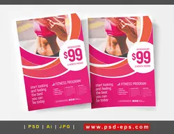 تراکت لایه باز تبلیغاتی باشگاه های تناسب اندام و ورزشی و بدنسازی اعم از فیتنس ، ایروبیک ، پیلاتس ، یوگا ، تی آر ایکس ، زومبا و کار با وسایل ورزشی با زمینه صورتی