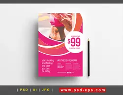 تراکت لایه باز تبلیغاتی باشگاه های تناسب اندام و ورزشی و بدنسازی اعم از فیتنس ، ایروبیک ، پیلاتس ، یوگا ، تی آر ایکس ، زومبا و کار با وسایل ورزشی با زمینه صورتی