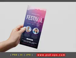 بروشور یک لت لایه باز تبلیغاتی فستیوال ، جشنواره ، رویدادهای فرهنگی و هنری (نمایش و یا بررسی فیلم ) و یا کنسرت و جشن های موسیقی اعم از راک ، پاپ ، جاز ، متال با فیلتری از طیف رنگی بنفش و زمینه سفید