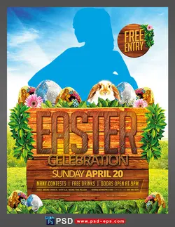 پوستر لایه باز تبلیغاتی فروشگاه و مراکز نگهداری حیوانات خانگی از جمله خرگوش با زمینه فانتزی و زیبا و یا تراکت یا پوستر تبلیغاتی عید پاک مسیحیان