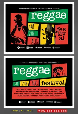 تراکت لایه باز تبلیغاتی جشن ها ، فستیوال ها و یا کنسرت موسیقی پاپ ، راک ، متال مناسب برای فستیوال ها و کارناوال ها و جشن های خیابانی