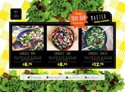 تراکت لایه باز تبلیغاتی ساندویچ فروشی با سبزیجات و مواد اولیه تازه یا رستوران های غذاهای رژیمی