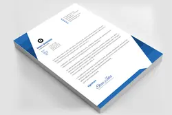 سربرگ اداری لایه باز با طرح مثلثی در گوشه های برگه در سه رنگ زرد ، سبز و آبی در چهار فرمت psd , ai ، doc ، pdf مناسب برای ادارات و شرکت ها