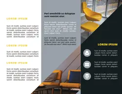 بروشور سه لت تبلیغاتی فروشگاه های مبلمان و صندلی راحتی خانگی با زمینه سفید و طراحی ساده و رنگ های شاد