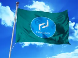 پرچم احتزاز یا دانلود موکاپ لایه باز پرچم سبز رنگ به احتزار درامده در آسمان با امکان درج لوگوی شما