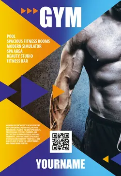 تراکت و پوستر لایه باز بدنسازی و پرورش اندام + PSD با عکس ورزشکار با بدن ورزیده و عضلانی وطراحی شیک و ساده