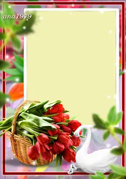 قاب گل رز قرمز یا فریم عاشقانه با سبد گل بصورت لایه باز طرح لوح تقدیر و نامه عاشقانه و فانتزی یا فریم عکس با گل رز هلندی قرمز و سبد گل چوبی یا حصیری و پس زمینه زیبا