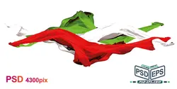 دانلود لایه باز فتوشاپ پرچم ایران بصورت پارچه های سه رنگ مجزا احتزاز یافته در باد با زاویه ها و اشکال مختلف با کیفیت بالا ویژه تبلیغات انتخاباتی با قابلیت درج لوگو