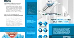 بروشور کاتالوگ دندانپزشکی فوق العاده زیبا ویژه مطب دکتر دندان پزشکی نخ دندان ایمپلنت و آموزش طریقه مسواک زدن بصورت لایه باز و کاملا بهداشتی + لوگو رایگان با رنگ و طرح زیبا