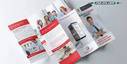 لایه باز معرفی خدمات موبایل و تلفن همراه و معرفی اپلیکیشن های کاربردی ویژه صاحبان مشاغل و مغازه موبایل آموزشی یا بروشور سه لت فروش لب تاب و موبایل