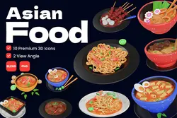 10 آیکون غذای آسیایی 3D
