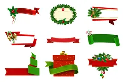 PNG بنر و روبان کریسمس