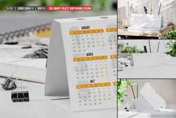 موکاپ تقویم رومیزی جا خودکاری دار