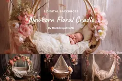 8 بک گراند گهواره گلدار نوزاد آتلیه عکاسی