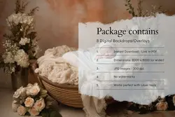 8 بک گراند گهواره گلدار نوزاد آتلیه عکاسی