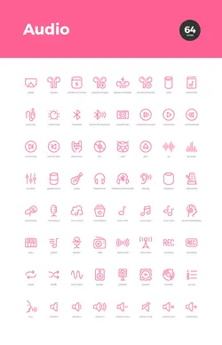 64 آیکون صدا و موسیقی