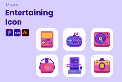 32 وکتور آیکون بازی و سرگرمی