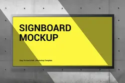 موکاپ تابلو تبلیغاتی روی دیوار