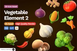 20 آیکون 3D سبزیجات