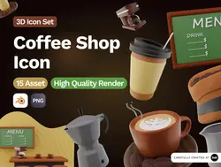 15 آیکون قهوه و کافی شاپ 3D