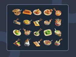 20 آیکون غذای آسیایی 3D